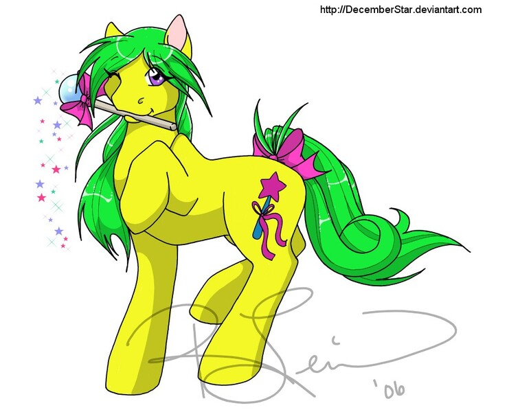 Size: 938x760 | Tagged: artist:decemberstar, derpibooru import, g1, magic star, mouth hold, safe, solo, wand
