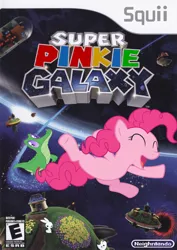 Size: 709x1000 | Tagged: angel bunny, artist:404compliant, artist:capnpaddy, artist:nickyv917, artist:tryhardbrony, artist:yetioner, black hole, box art, crossover, derpibooru import, esrb, gummy, nintendo, parody, pinkie pie, safe, space, super mario bros., super mario galaxy, wii