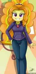 Size: 645x1321 | Tagged: safe, artist:the-butch-x, derpibooru import, adagio dazzle, equestria girls, rainbow rocks, adoragio, adorasexy, beautiful, beautiful x, clothes, cute, explicit source, hand on hip, hoodie, sexy, solo, sunburst background