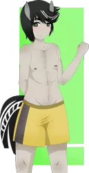 Size: 2025x3910 | Tagged: suggestive, artist:mizun, derpibooru import, oc, oc:forged steel, unofficial characters only, anthro, ambiguous facial structure, bare chest, clothes, male, solo, solo male, topless