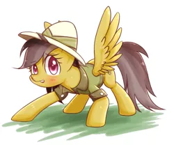 Size: 1200x1000 | Tagged: artist:joycall6, blushing, cute, daring do, daring dorable, derpibooru import, looking at you, :o, safe, simple background, solo, spread wings, white background