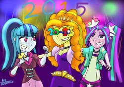 Size: 3000x2100 | Tagged: safe, artist:pixsoda, derpibooru import, adagio dazzle, aria blaze, sonata dusk, equestria girls, new year, taco, the dazzlings