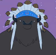 Size: 183x179 | Tagged: buffalo, chief thunderhooves, cropped, derpibooru import, feather, male, over a barrel, picture for breezies, safe, screencap, solo