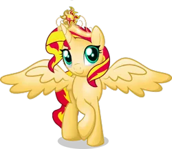 Size: 960x833 | Tagged: safe, artist:kim-auriel, derpibooru import, sunset shimmer, alicorn, pony, alicornified, crown, element of magic, race swap, shimmercorn, solo