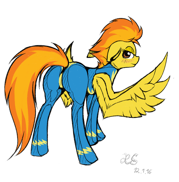 Size: 1280x1302 | Tagged: artist:ho7y5hoxx, derpibooru import, latex, presenting, sketch, solo, spitfire, stupid sexy spitfire, suggestive, wonderbolts uniform