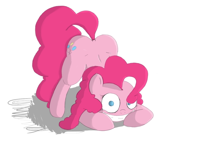 Size: 1110x873 | Tagged: artist:tehboxpony, creepy, derpibooru import, funny, happy, pinkie pie, pounce, shadow, simple background, smiling, suggestive