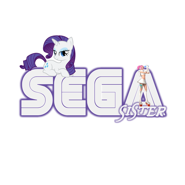 Size: 1056x1056 | Tagged: safe, artist:segasister, derpibooru import, rarity, human, pony, boots, clothes, crossover, female, high heel boots, logo, mare, miniskirt, pegasister, pigtails, prone, pun, sega, shoes, skirt, space channel 5, ulala