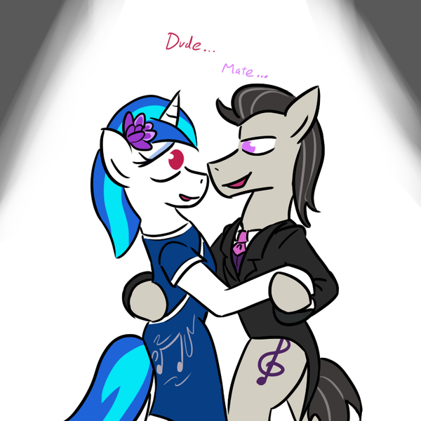 Size: 800x800 | Tagged: safe, artist:jargon scott, derpibooru import, octavia melody, vinyl scratch, pony, ballroom, bipedal, cheongsam, clothes, dancing, dress, female, half r63 shipping, male, octavius, rule 63, scratchtavia, scratchtavius, shipping, straight, suit