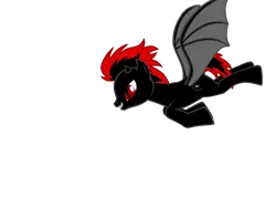 Size: 830x650 | Tagged: safe, artist:djm4rcu5, derpibooru import, oc, oc:night wing, unofficial characters only, alicorn, bat pony, bat pony alicorn, pony, pony creator, devil horns, flying, red and black oc