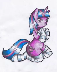 Size: 797x1017 | Tagged: artist:miyukikyki, clothes, derpibooru import, looking at you, safe, socks, solo, striped socks, traditional art, twilight sparkle