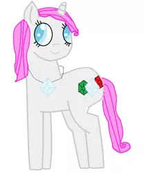 Size: 572x686 | Tagged: safe, artist:yummycupcake436, derpibooru import, oc, unofficial characters only, pony, unicorn, magical lesbian spawn, masterpiece, necklace, offspring, parent:pinkie pie, parent:rarity, parents:raripie, simple background, white background
