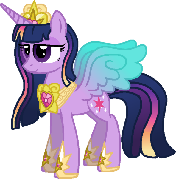 Size: 739x750 | Tagged: safe, artist:starryoak, derpibooru import, twilight sparkle, twilight sparkle (alicorn), alicorn, pony, alternate universe, colored wings, female, gradient wings, hoof shoes, jewelry, mare, older, peytral, regalia, simple background, solo, tiara, transparent background