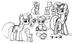 Size: 1984x1216 | Tagged: artist:zlack3r, derpibooru import, monochrome, safe, sketch dump, solo, twilight sparkle