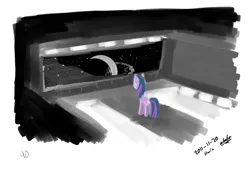 Size: 1216x832 | Tagged: artist:zlack3r, derpibooru import, safe, solo, space, spaceship, twilight sparkle