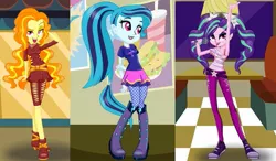 Size: 963x564 | Tagged: safe, artist:rogueheart101, derpibooru import, adagio dazzle, aria blaze, sonata dusk, equestria girls, alternate costumes, alternate hairstyle, human counterpart