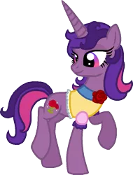 Size: 679x892 | Tagged: safe, artist:starryoak, derpibooru import, oc, oc:princess royal beauty, unofficial characters only, pony, unicorn, clothes, flower, offspring, parent:princess cadance, parent:shining armor, parents:shiningcadance, rose, simple background, solo, transparent background