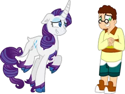 Size: 1241x930 | Tagged: safe, artist:starryoak, derpibooru import, rarity, classical unicorn, human, pony, unicorn, crossover, leonine tail, sam, simple background, total drama island, transparent background, unshorn fetlocks