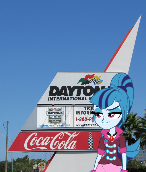 Size: 1737x2048 | Tagged: safe, derpibooru import, sonata dusk, equestria girls, rainbow rocks, daytona usa, equestria girls in real life, nascar, photo, race track, racing, solo, vector