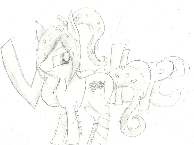 Size: 2215x1655 | Tagged: artist:neko-apocalypse, derpibooru import, monochrome, ponified, safe, solo, traditional art, vanellope von schweetz, wreck-it ralph