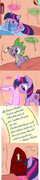 Size: 755x3398 | Tagged: artist:lustrous-dreams, ask, ask filly twilight, book, derpibooru import, filly, letter, magic, safe, spike, tumblr, twilight sparkle, younger