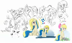 Size: 3000x1792 | Tagged: artist:zlack3r, bow, derpibooru import, fluttershy, ikea, mouth hold, oc, oc:pia ikea, princess celestia, princess luna, rainbow dash, safe, screwdriver, sketch dump, twilight sparkle