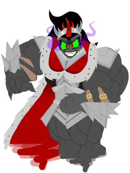 Size: 524x699 | Tagged: artist:minimannitaur, derpibooru import, king sombara, king sombra, looking at you, muscles, queen umbra, rule 63, safe