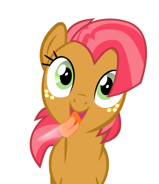 Size: 1280x1482 | Tagged: artist:umbra-neko, babs seed, derpibooru import, fourth wall, licking, licking ponies, safe, simple background, solo, transparent background, vector