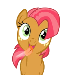 Size: 1280x1482 | Tagged: artist:umbra-neko, babs seed, derpibooru import, fourth wall, licking, licking ponies, safe, simple background, solo, transparent background, vector
