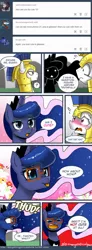 Size: 600x1635 | Tagged: safe, artist:johnjoseco, derpibooru import, princess luna, alicorn, pony, ask gaming princess luna, :p, adorkable, angry, blushing, comic, cute, dialogue, dork, eyes closed, faint, female, floppy ears, flower, frown, glasses, hnnng, i'm not cute, lunabetes, male, mare, open mouth, royal guard, smiling, stallion, sweat, tongue out, wavy mouth, weapons-grade cute, wide eyes