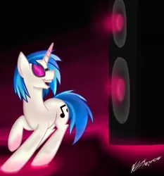 Size: 1024x1098 | Tagged: safe, artist:shellythewolf1, derpibooru import, vinyl scratch, solo, speakers