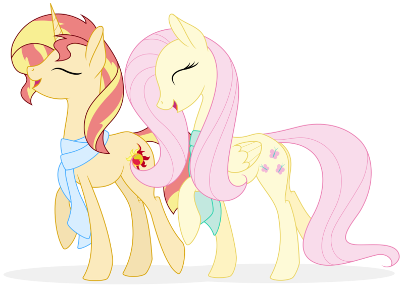 Size: 989x718 | Tagged: safe, artist:ezidze, derpibooru import, fluttershy, sunset shimmer, pegasus, pony, unicorn, female, lesbian, shipping, sunshyne