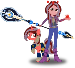 Size: 3325x3000 | Tagged: safe, artist:ruinedomega, derpibooru import, oc, oc:ademitia, unofficial characters only, equestria girls, armor, ponyscape, self ponidox, staff, warcraft, world of warcraft