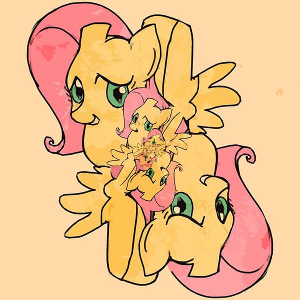 Size: 800x800 | Tagged: artist:moyamoya kuroi, derpibooru import, fluttershy, fractal, recursion, safe, solo, surreal, wat, wtf