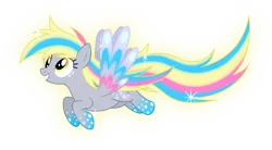 Size: 8056x4452 | Tagged: safe, artist:zekrom-9, derpibooru import, derpy hooves, pegasus, pony, absurd resolution, female, flying, mare, rainbow power, rainbow power-ified, simple background, solo, sparkles, transparent background, vector, xk-class end-of-the-world scenario