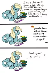 Size: 675x1024 | Tagged: artist:kudalyn, ask, book, comic, derpibooru import, hippocampus, merpony, oc, oc:aqua drop, questionthekudas, safe, solo, tumblr, unofficial characters only