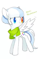 Size: 310x450 | Tagged: safe, artist:nora1211, derpibooru import, oc, unofficial characters only, pegasus, pony, heterochromia, pixiv, simple background, solo, white background