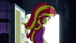 Size: 960x540 | Tagged: safe, derpibooru import, edit, edited screencap, screencap, sunset shimmer, equestria girls, rainbow rocks, animated, clothes, cutie mark on clothes, exploitable, exploitable meme, female, gif, off shoulder, pinkie's refrigerator, refrigerator, template, whipped cream