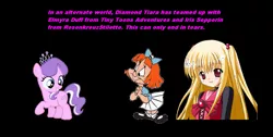 Size: 1187x600 | Tagged: alternate universe, barely pony related, crossover, derpibooru import, diamond tiara, elmyra duff, iris sepperin, rosenkreuzstilette, safe, this will end in tears, tiny toon adventures