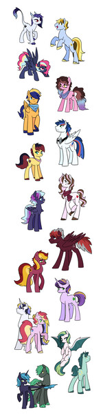 Size: 2000x8000 | Tagged: safe, artist:kianamai, derpibooru import, oc, oc:anastasia, oc:apollo, oc:cloud skipper, oc:crystal cherry, oc:daredevil, oc:fraise, oc:gaillardia, oc:hayride, oc:hlin, oc:identity, oc:lyrical stanza, oc:oasis (kianamai), oc:peridot flame, oc:raine, oc:shamrock, oc:striker, oc:tanzanite, oc:thunder stomp, unofficial characters only, bat pony, dracony, earth pony, hybrid, pony, unicorn, kilalaverse, bandana, brother and sister, brothers, clothes, female, flying, freckles, glasses, goggles, grin, male, mare, next generation, offspring, offspring's offspring, parent:oc:amber lily, parent:oc:anthea, parent:oc:cotton candy, parent:oc:creme-de-la-creme, parent:oc:crystal clarity, parent:oc:epic parody, parent:oc:fletcher, parent:oc:hot head, parent:oc:lucky star, parent:oc:prince illusion, parent:oc:princess nidra, parent:oc:prism bolt, parent:oc:red june, parent:oc:starburst, parent:oc:turquoise blitz, parent:oc:valiant heart, parent:oc:whirlwind, parents:oc x oc, scarf, siblings, simple background, sisters, smiling, stallion, unshorn fetlocks, white background