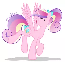 Size: 3608x3416 | Tagged: artist:grendeleev, cute, cutedance, dancing, derpibooru import, hair bow, high res, princess cadance, safe, solo, tail bow, teen princess cadance