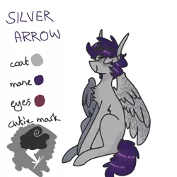 Size: 750x750 | Tagged: safe, artist:limitedcolour, derpibooru import, oc, oc:silver arrow, unofficial characters only, pegasus, pony, reference sheet, solo