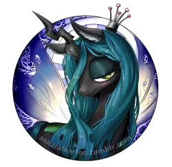 Size: 700x680 | Tagged: artist:aphexangel, ask stalkerloo, blushing, changeling, derpibooru import, modern art, nouveau, queen chrysalis, safe, solo