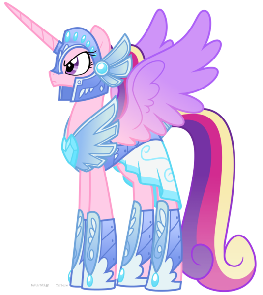 Size: 720x808 | Tagged: safe, artist:faith-wolff, derpibooru import, princess cadance, alicorn, pony, fanfic:the bridge, armor, colored wings, crystal guard armor, gradient wings, helmet, simple background, solo, spread wings, transparent background, warrior cadance, wings