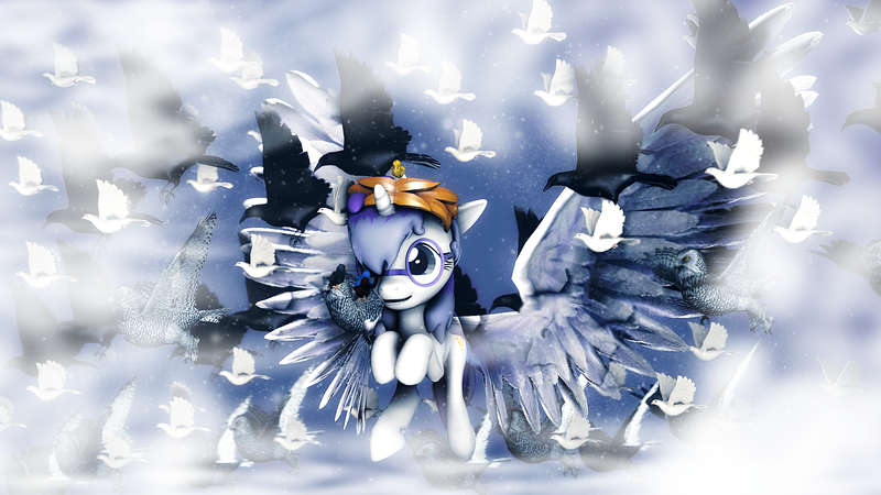 Size: 1920x1080 | Tagged: 3d, angelic wings, artist:sourcerabbit, bird, derpibooru import, dream, oc, oc:glass sight, safe, source filmmaker, unofficial characters only