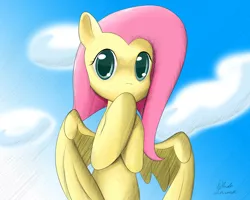 Size: 5000x4000 | Tagged: artist:ando, cloud, cloudy, cute, day, derpibooru import, fluttershy, safe, sky, solo