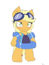 Size: 1200x1600 | Tagged: safe, artist:alasou, deleted from derpibooru, derpibooru import, applejack, anthro, digitigrade anthro, bipedal, chibi, clothes, floaty, goggles, image, inner tube, one-piece swimsuit, open-back swimsuit, png, simple background, smiling, solo, species swap, sports swimsuit, swimsuit, toes, transparent background, water wings