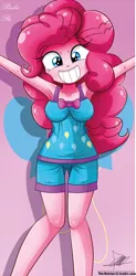 Size: 648x1321 | Tagged: safe, artist:the-butch-x, derpibooru import, pinkie pie, equestria girls, armpits, beautiful, beautiful x, clothes, cute, diapinkes, grin, pajamas, smiling, solo