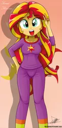 Size: 645x1321 | Tagged: safe, artist:the-butch-x, derpibooru import, sunset shimmer, equestria girls, beautiful, beautiful x, clothes, cute, female, hand on hip, open mouth, pajamas, peace sign, shimmerbetes, solo