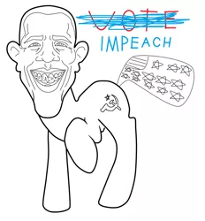 Size: 850x916 | Tagged: background pony strikes again, barack obama, face, hammer and sickle, impeach obama, politics, ponified, safe, simple background, white background, why