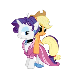 Size: 1500x1500 | Tagged: applejack, artist:masem, clothes, conjoined, derpibooru import, dress, ear piercing, earring, fusion, jewelry, necklace, piercing, rarity, safe, shoes, simple background, transparent background, we have become one